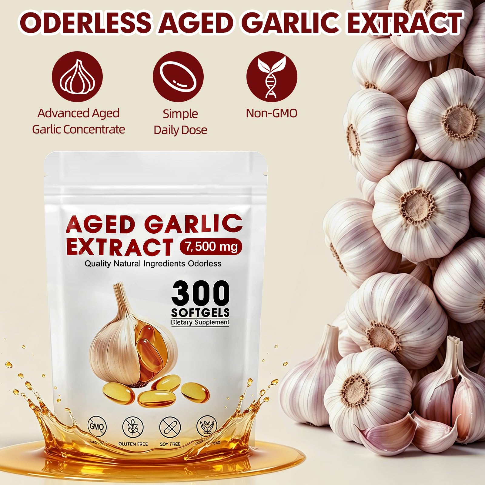 VitaCoeur Aged Garlic Extract Softgels packaging side view
