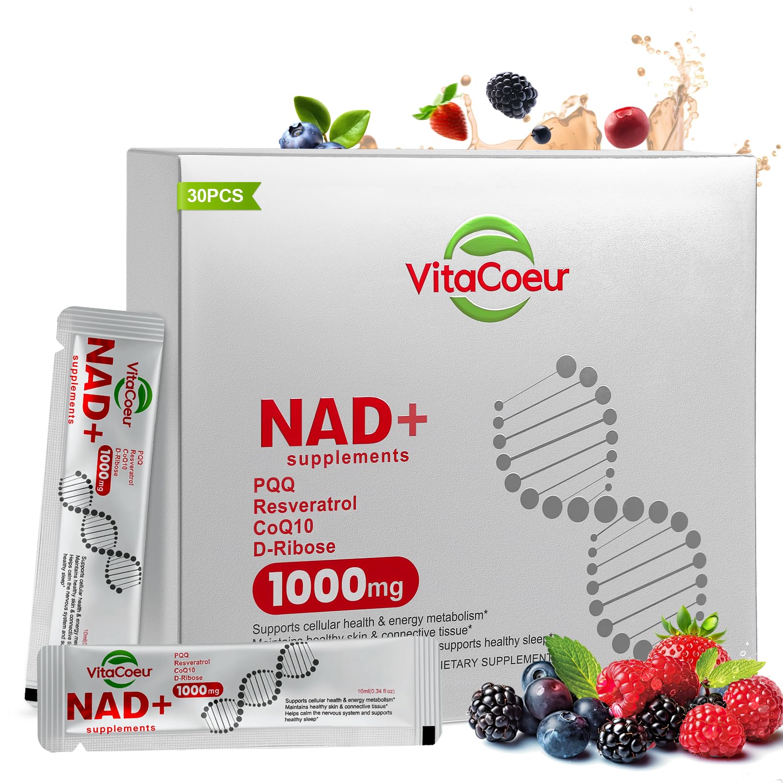 VitaCoeur NAD+ Resveratrol Supplement box front view