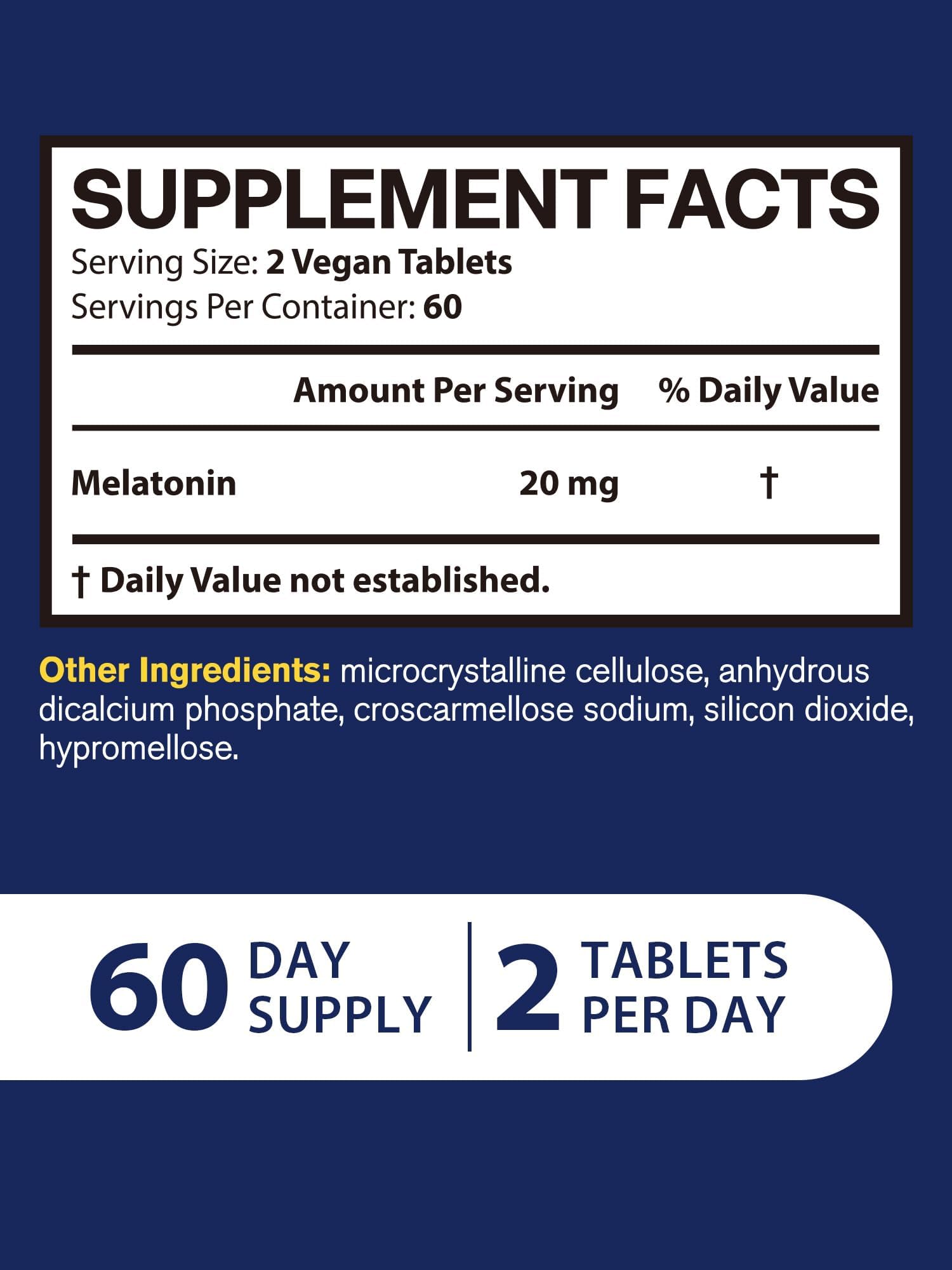 Vitacook Extra Strength Melatonin Tablets close-up, tablet size