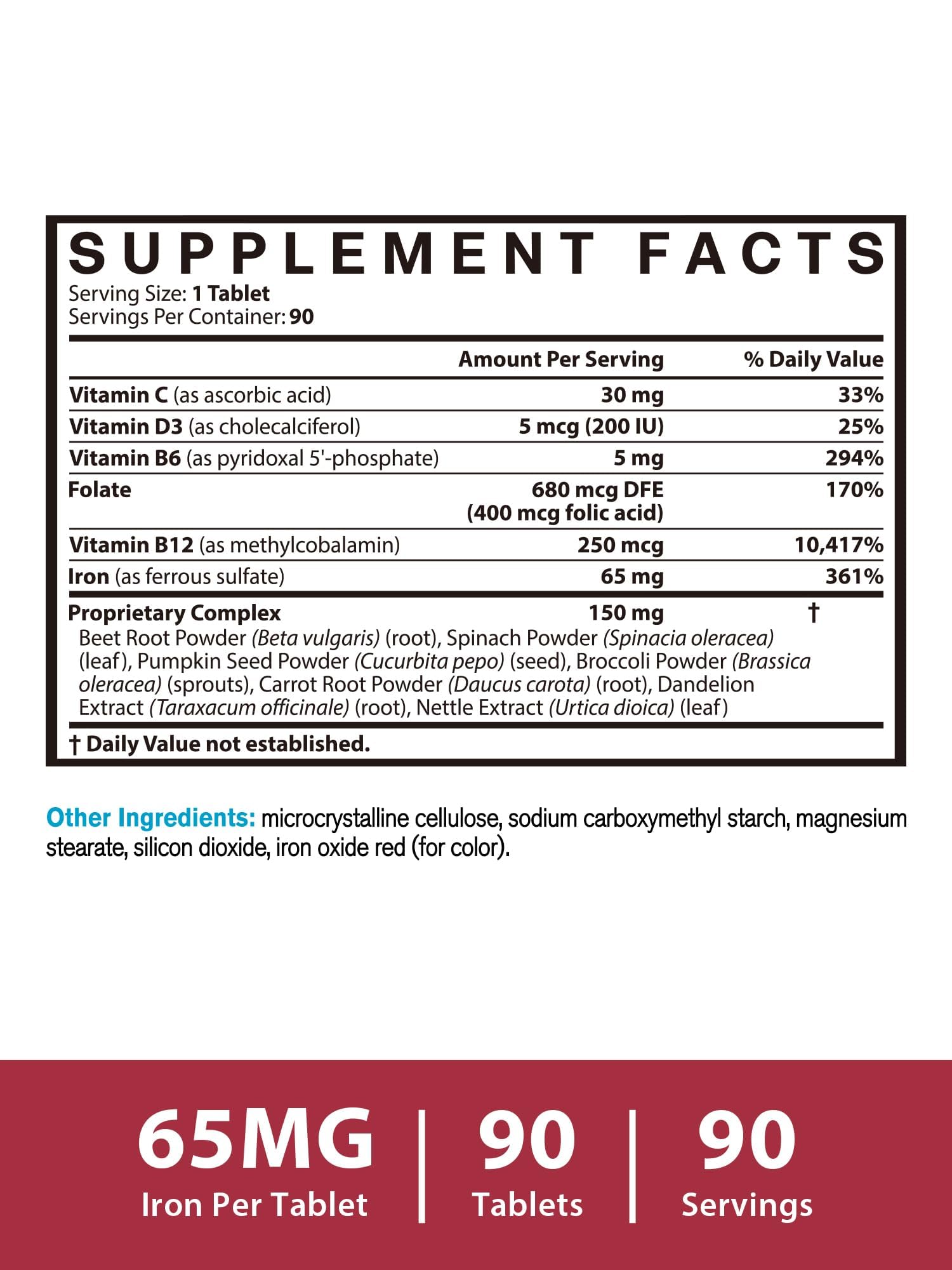 Vitacook High Potency Iron Supplement 65mg with B-Vitamins