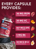 Vitacook Iron Supplement 36mg Ferrous Bisglycinate Capsules side view