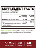 Vitacook Iron Supplement 65mg bottle with cap open