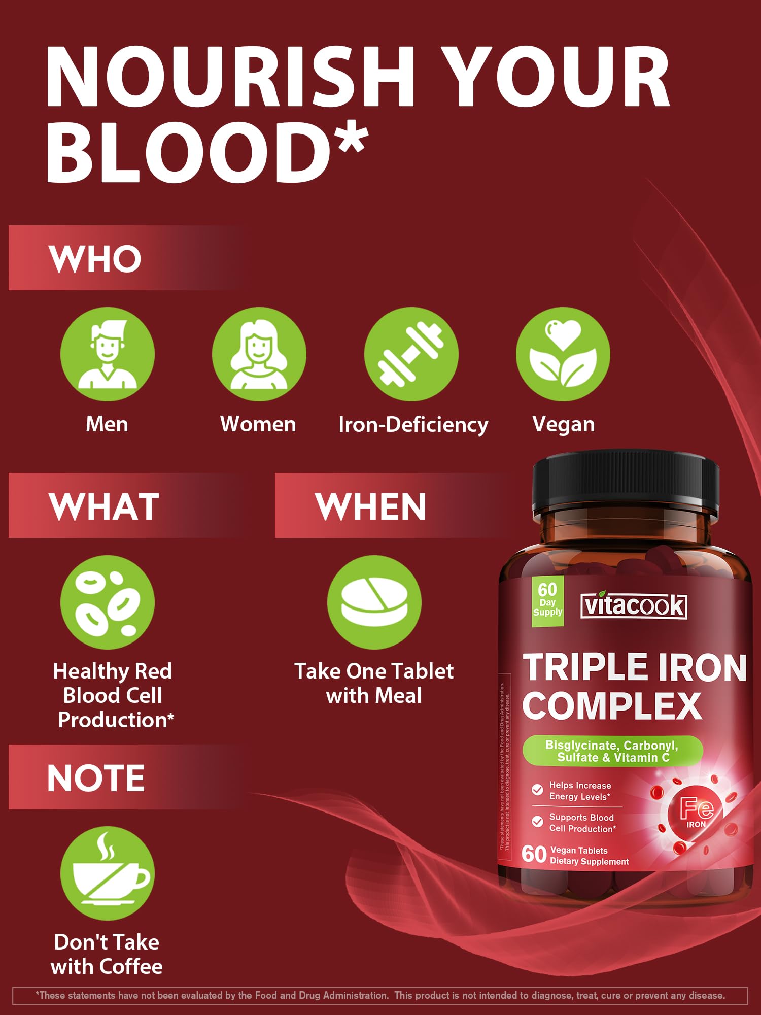 Vitacook Iron Supplement 65mg with a measuring spoon