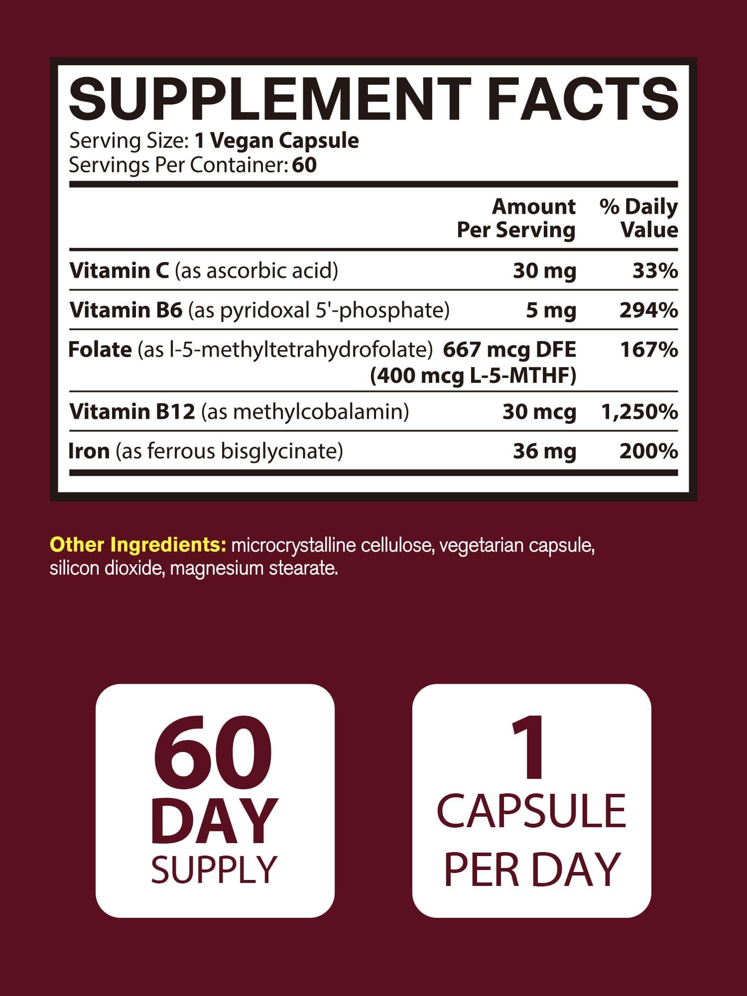 Vitacook Iron Supplement capsules on a wooden table