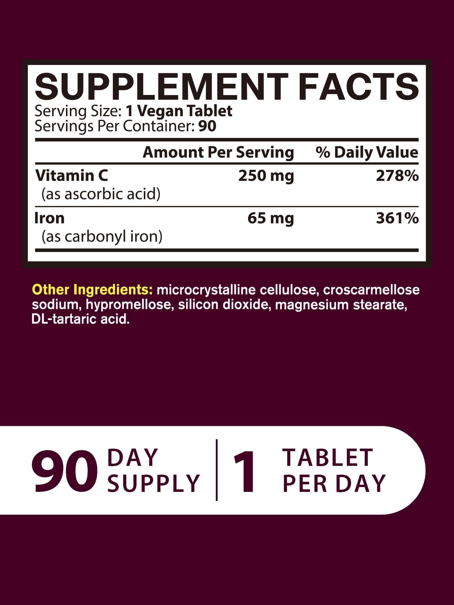 Vitacook Iron Supplement with Vitamin C ingredients list