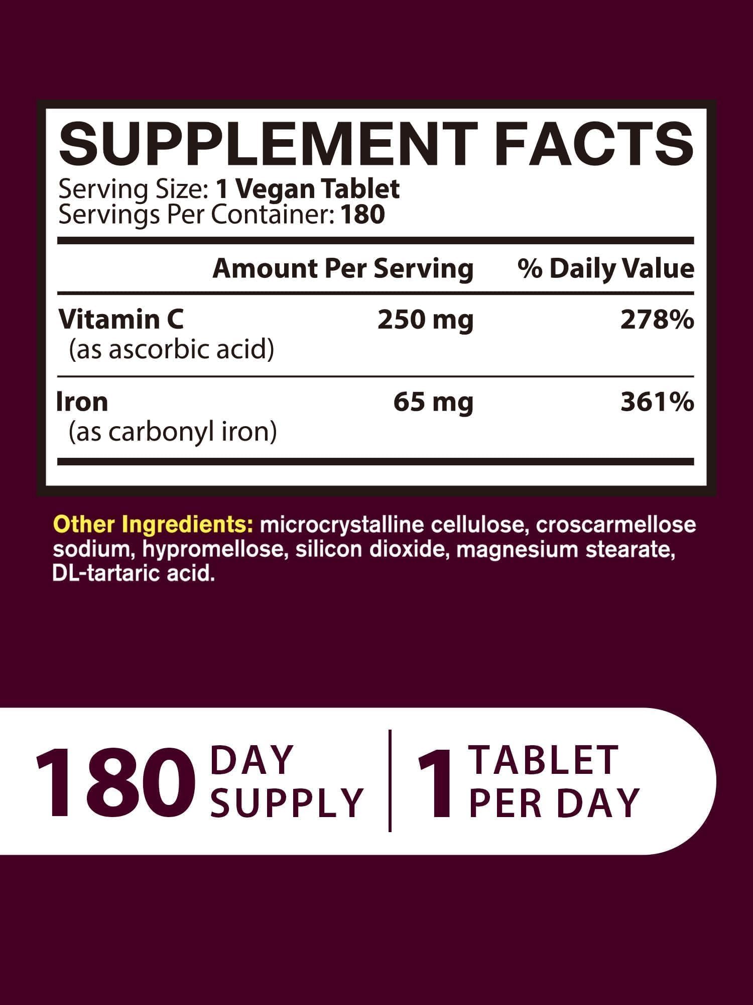 Vitacook Iron Supplement with Vitamin C on a wooden table
