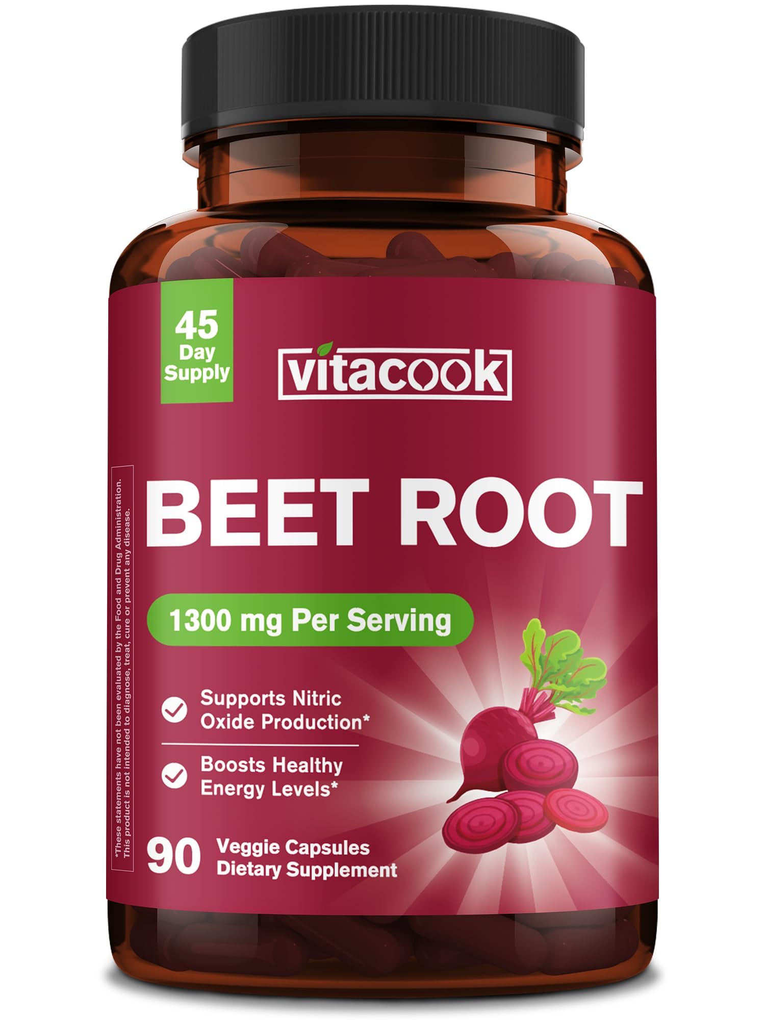 Vitacook Organic Beet Root Capsules front view with label