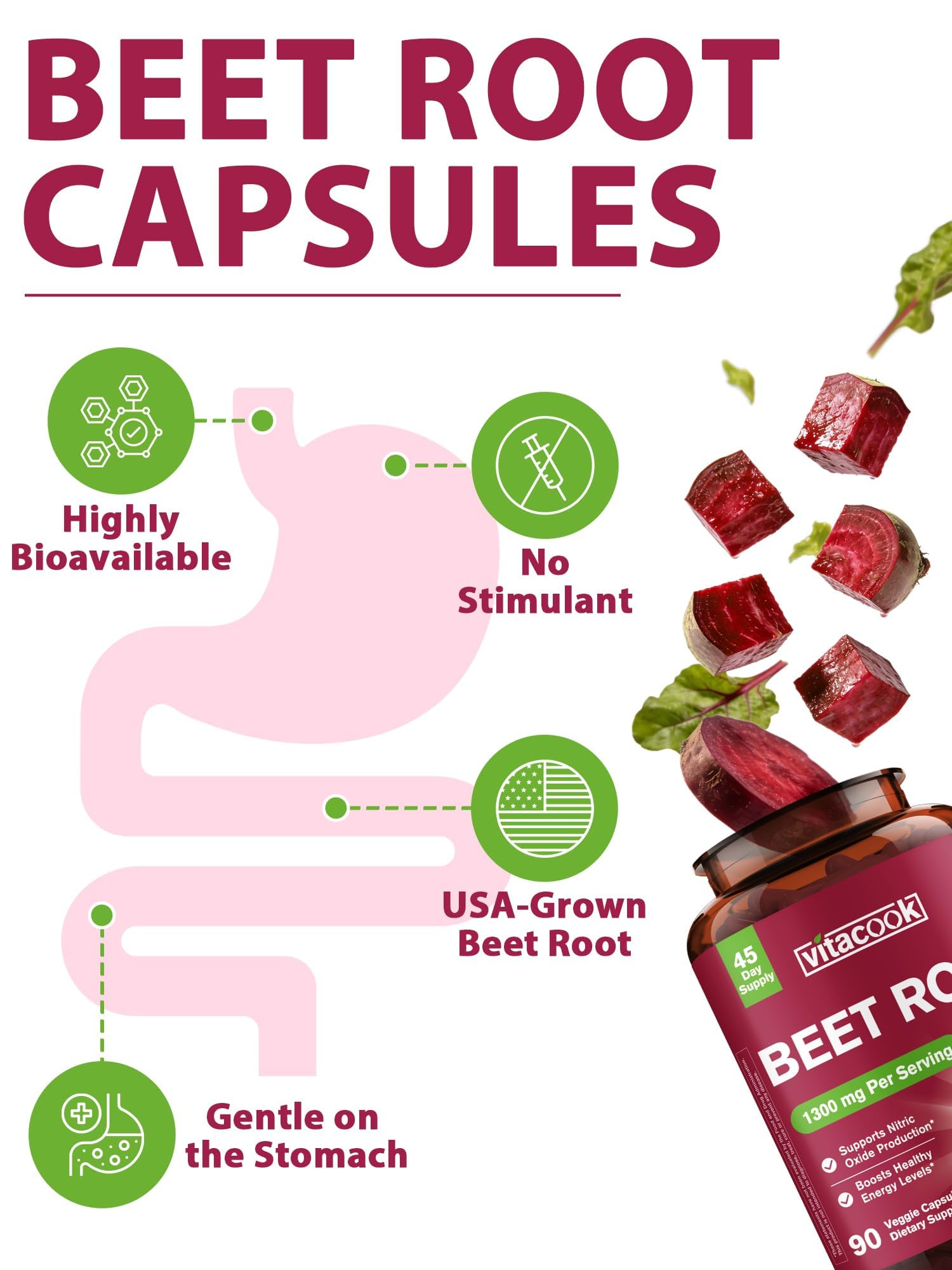 Vitacook Organic Beet Root Capsules label close-up