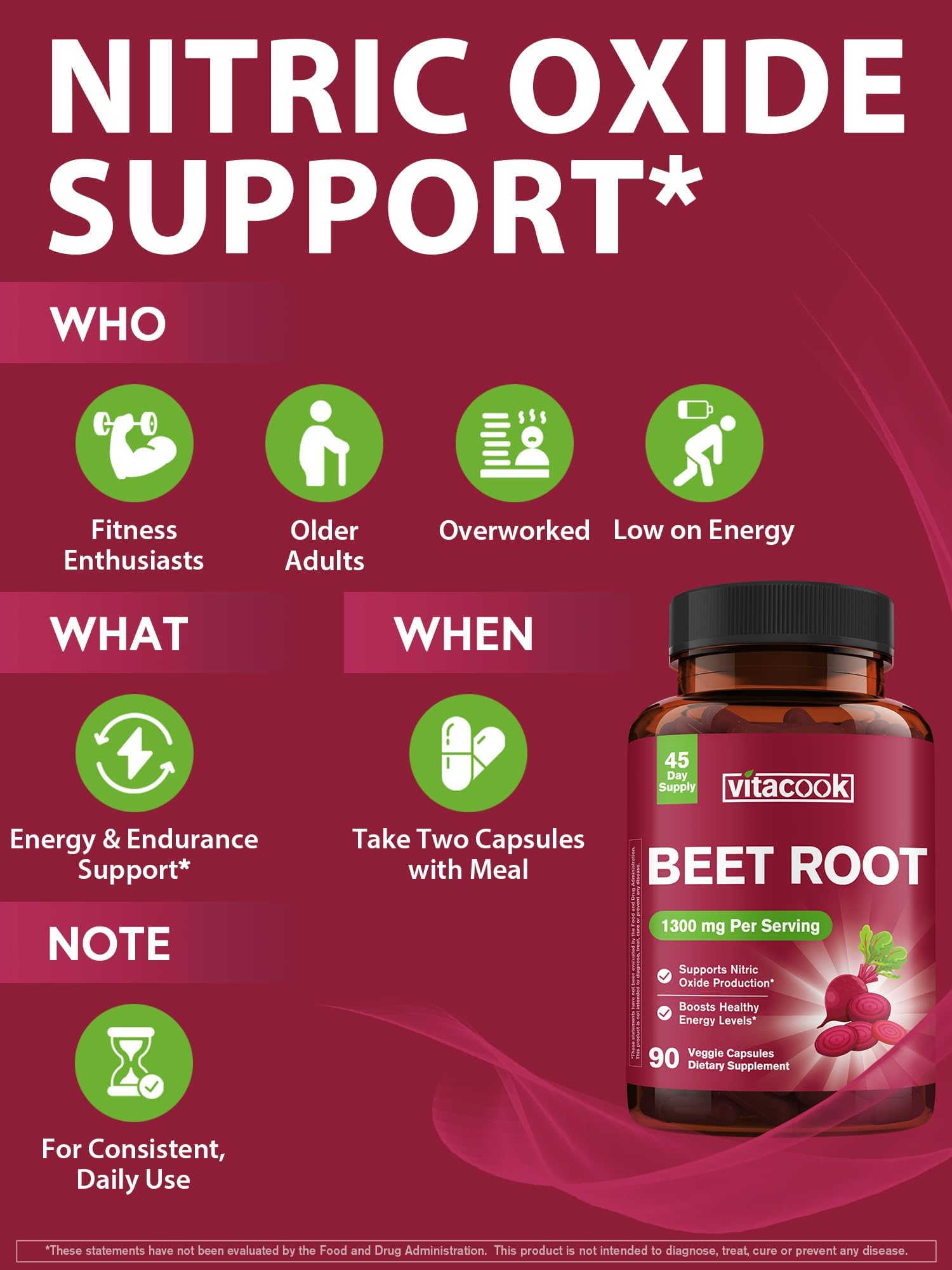 Vitacook Organic Beet Root Capsules with measuring spoon
