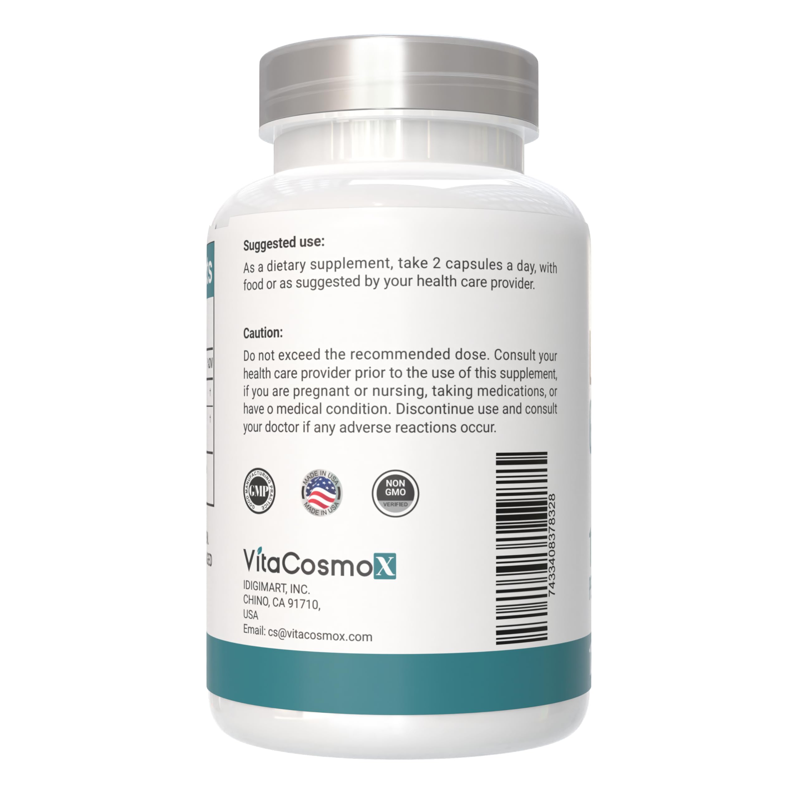 VitaCosmoX Antioxidant Supplement showing capsule contents