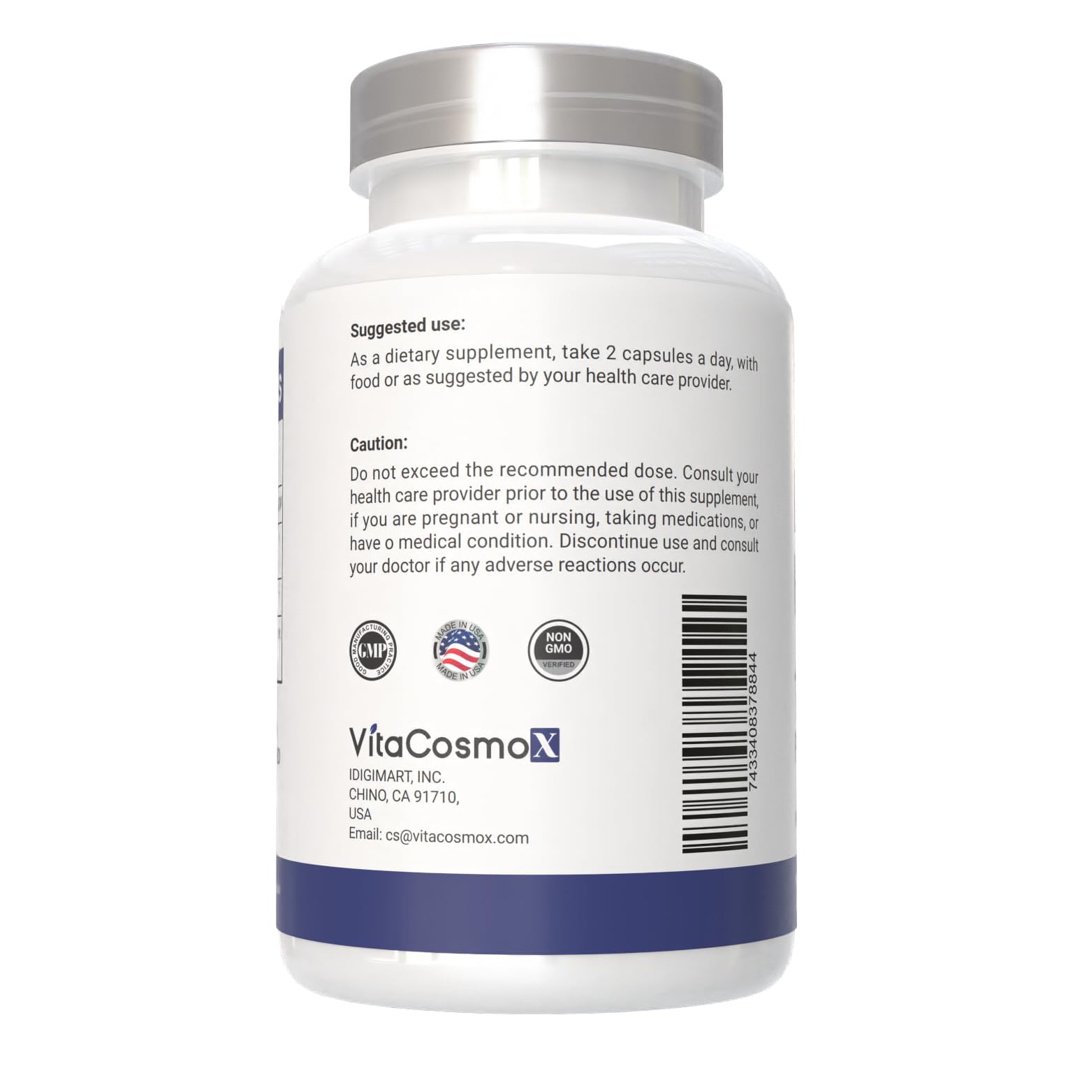 VitaCosmoX Diosmin Hesperidin 1200 mg Capsules label close-up