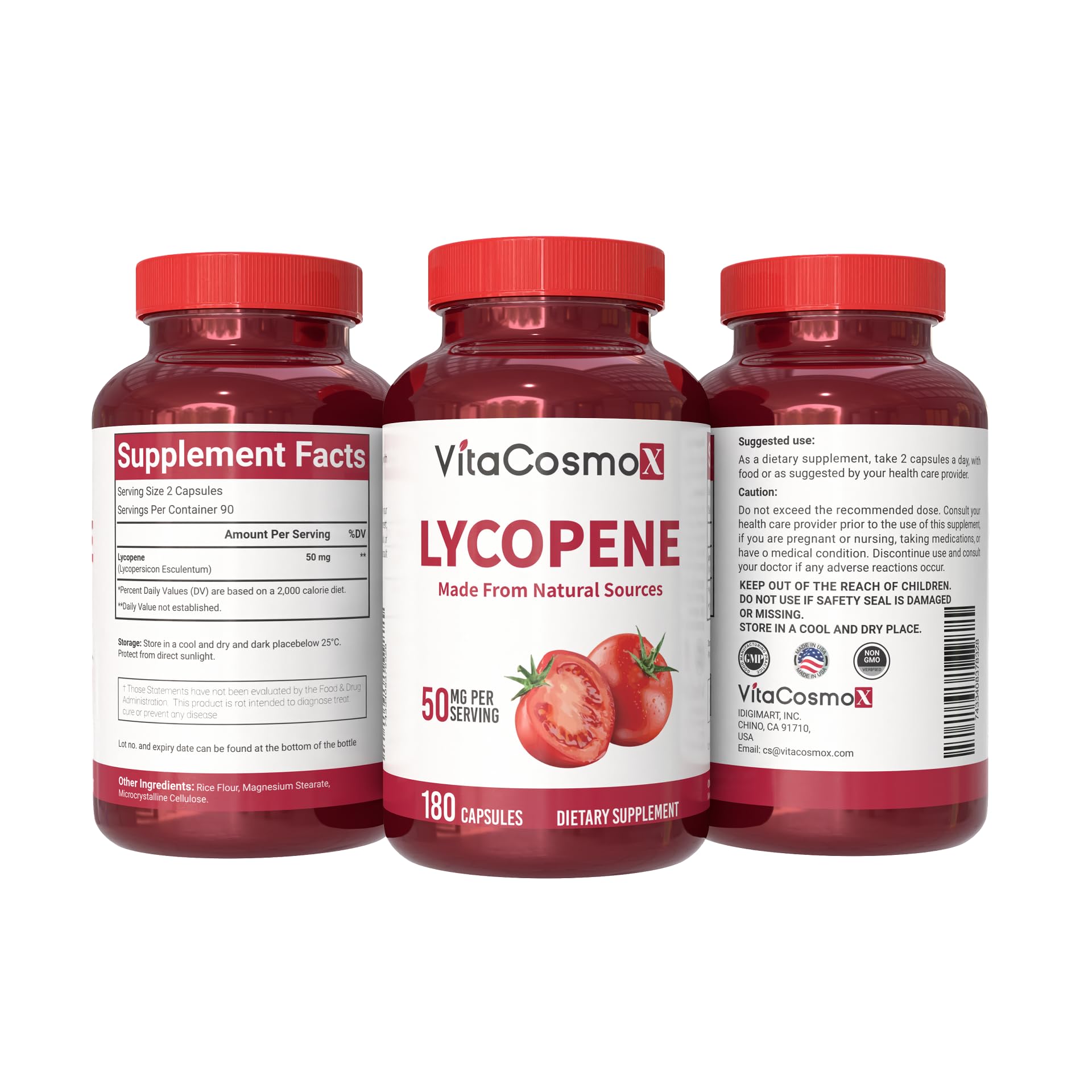 VitaCosmoX Lycopene 50mg capsules close-up