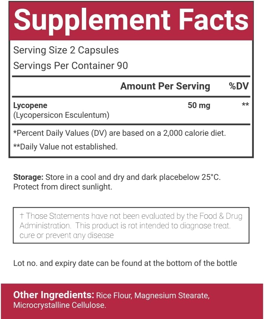 VitaCosmoX Lycopene 50mg supplement on a table