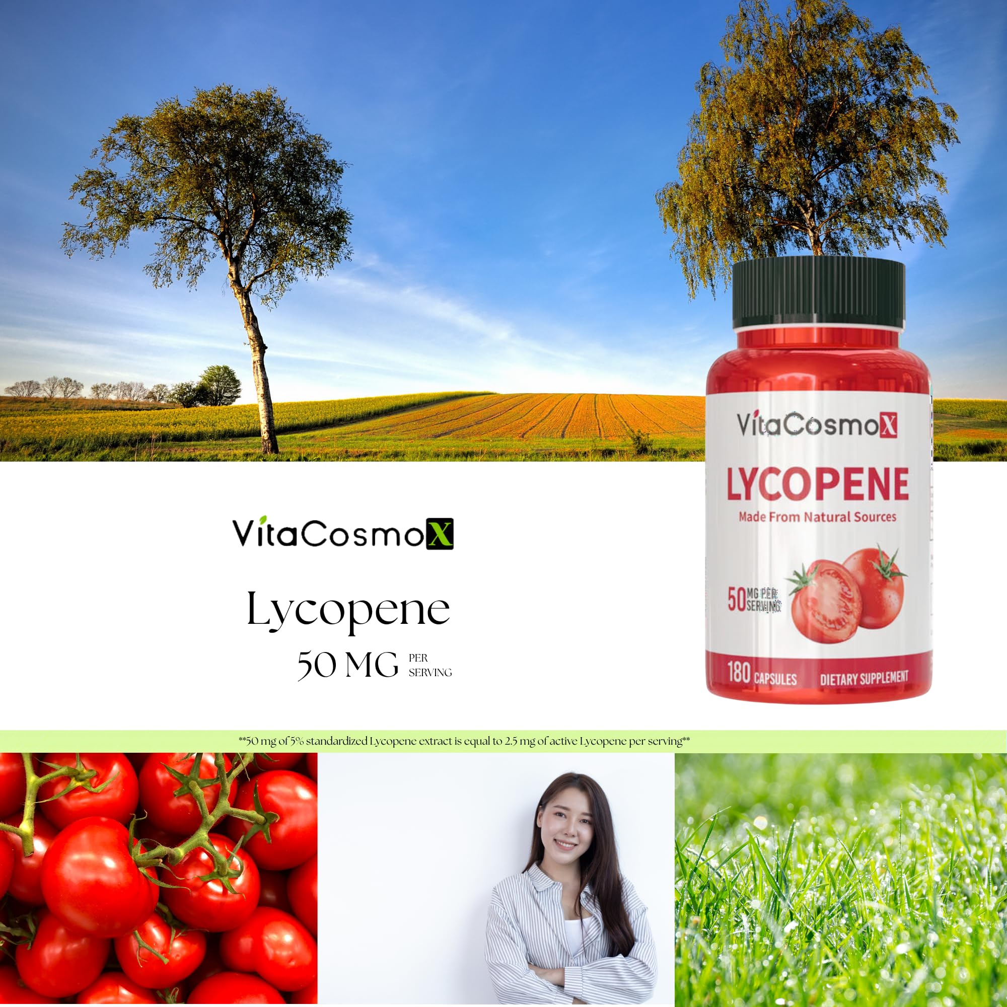 VitaCosmoX Lycopene 50mg supplement side view