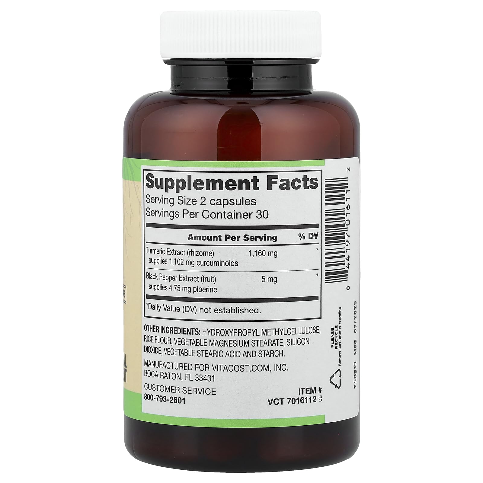 Vitacost Curcumin C3 Complex 60 Capsules packaging details
