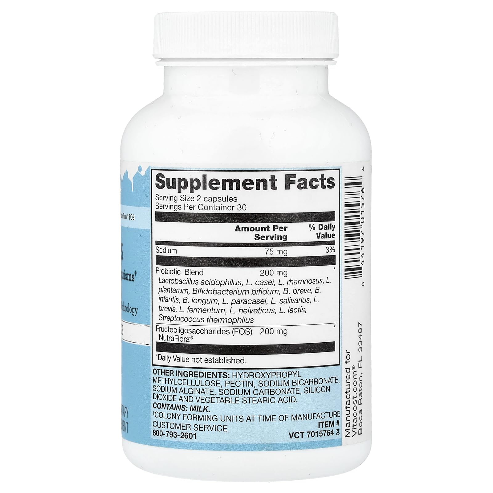 Vitacost Probiotic 15-35 capsule bottle side view with label