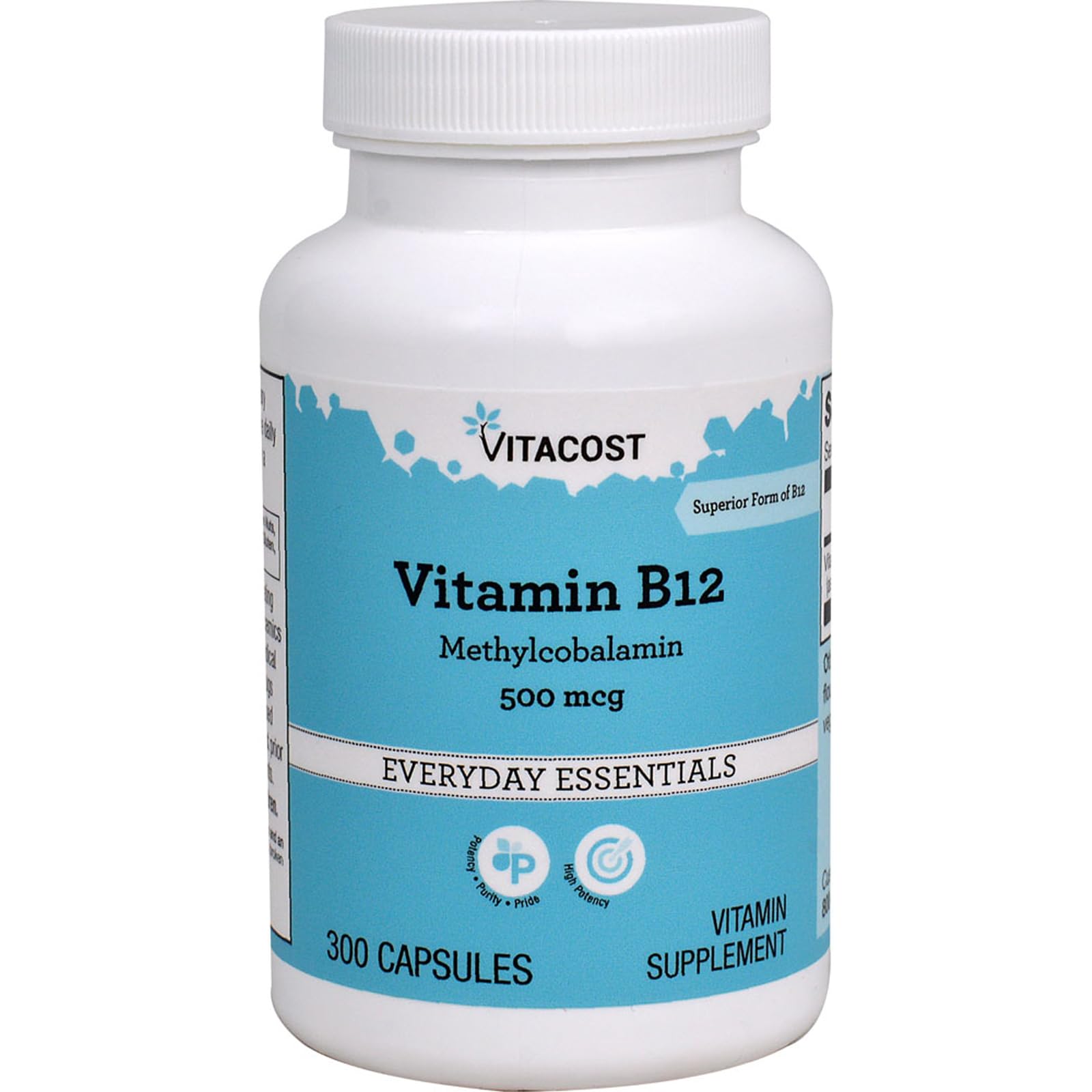 Vitacost Vitamin B12 Methylcobalamin bottle with 300 capsules