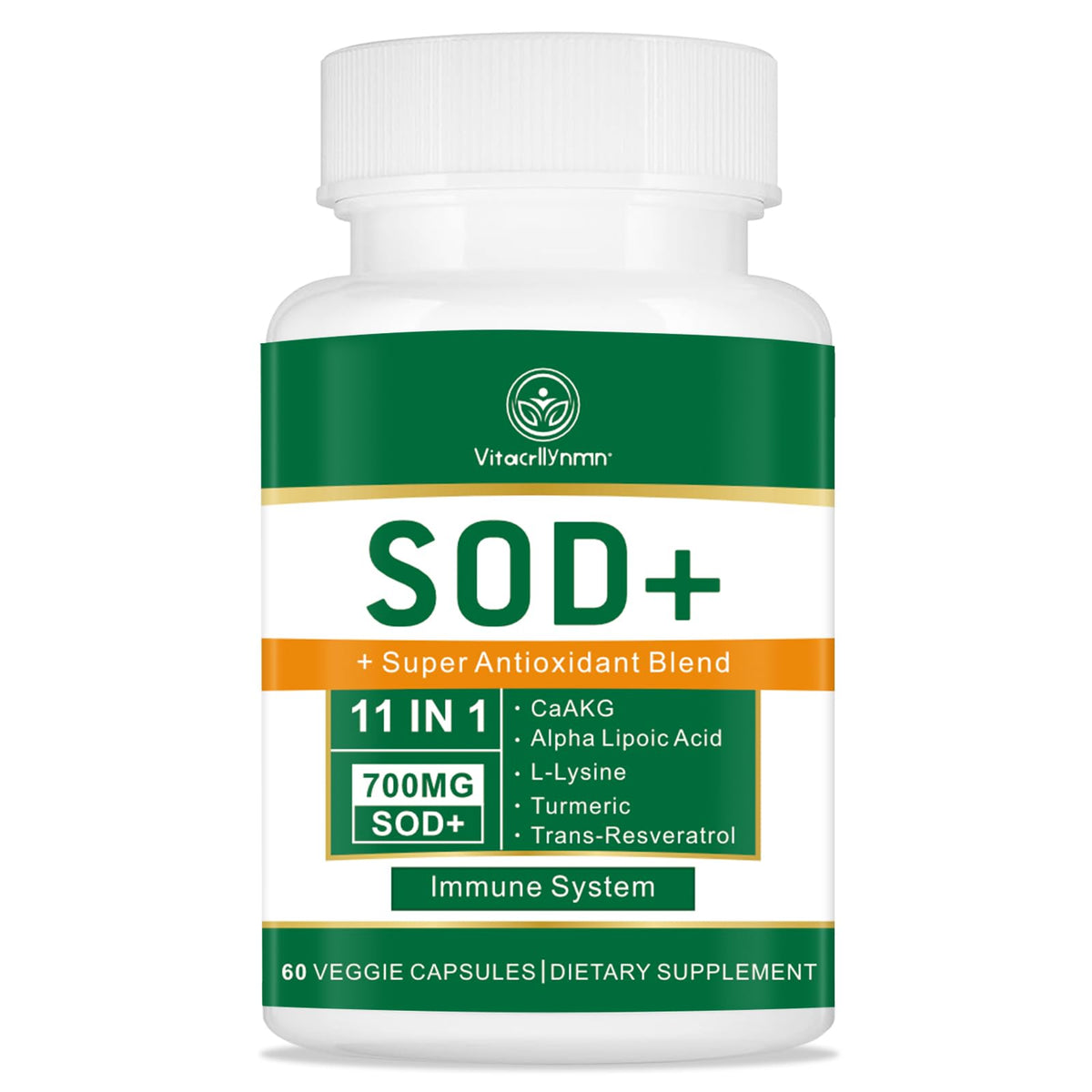 VITACRLLYNMN Antioxidant Supplement front view with 700MG Superoxide Dismutase