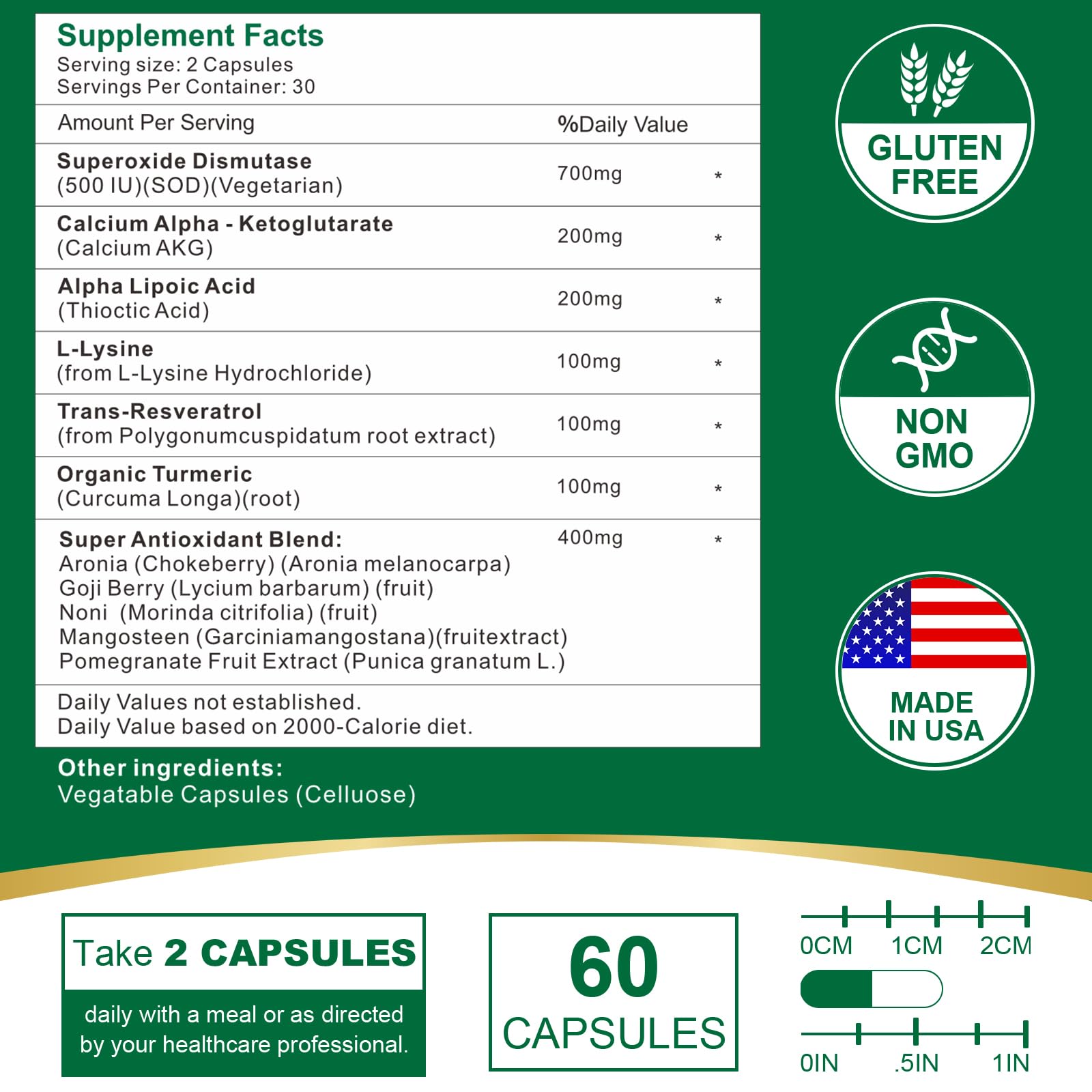 VITACRLLYNMN Antioxidant Supplement side view showing capsule format