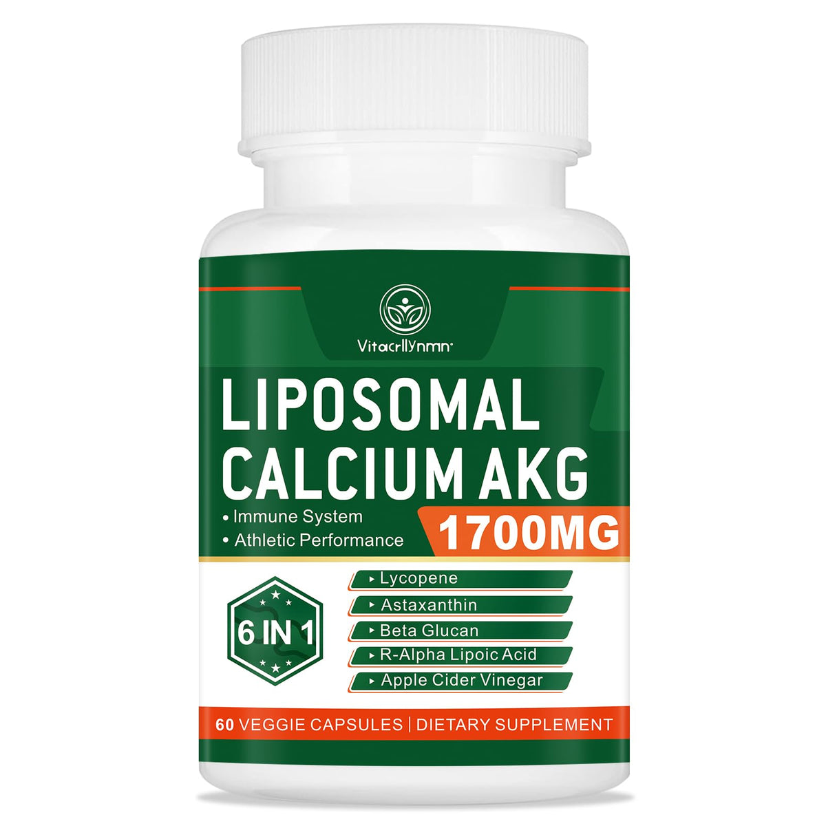 VITACRLLYNMN Calcium AKG Supplement 1700mg front view