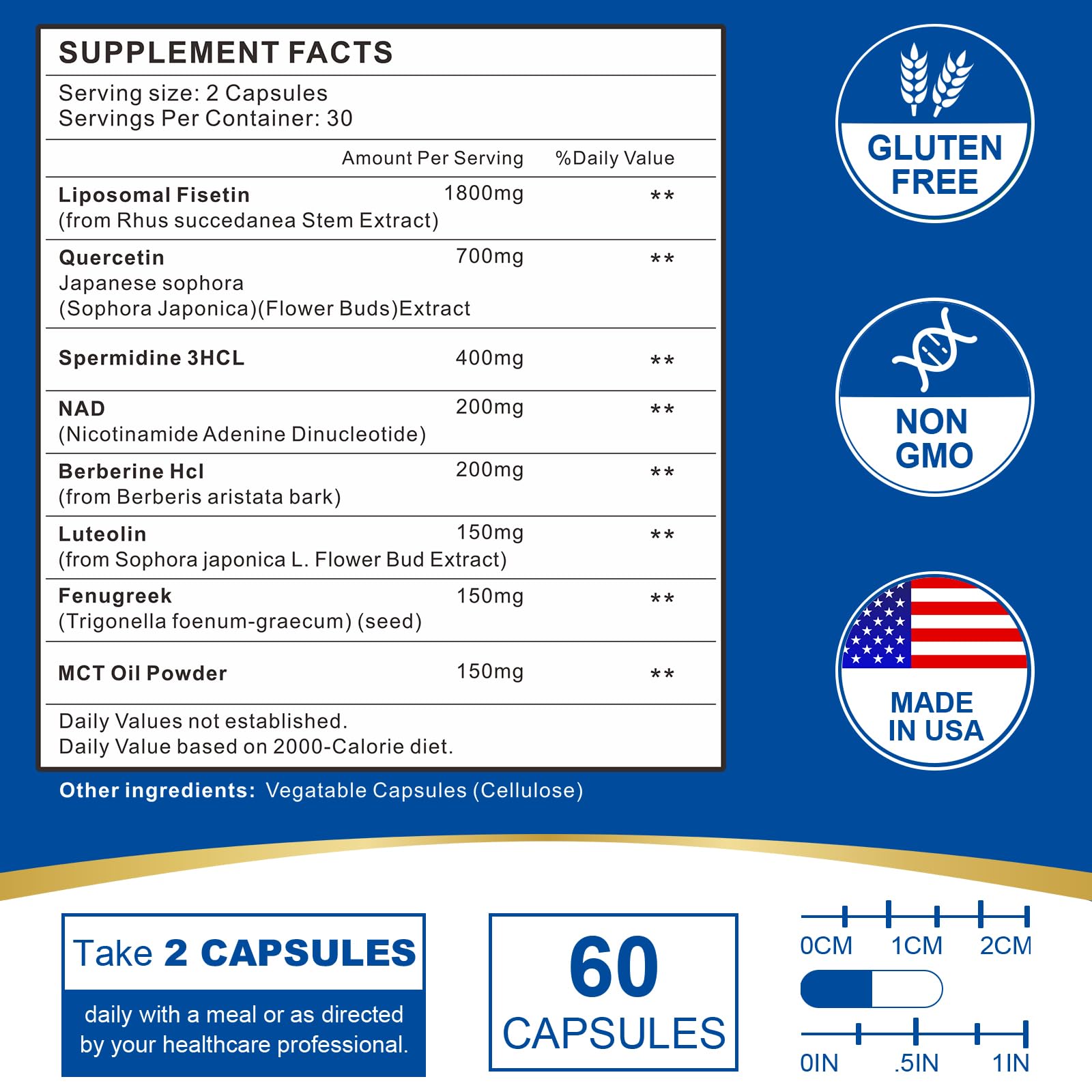 VITACRLLYNMN Fisetin Supplement 1800mg softgel side view