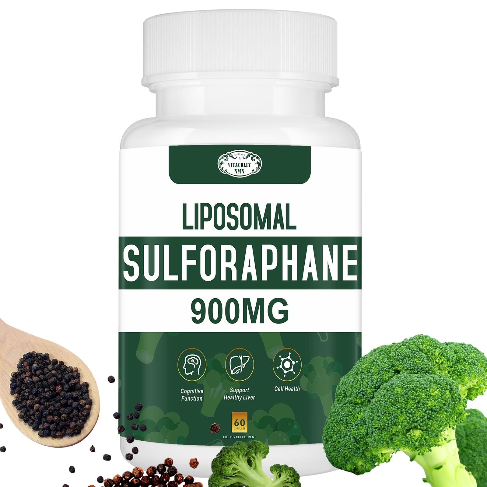 VITACRLLYNMN Liposomal Sulforaphane 900mg supplement front view