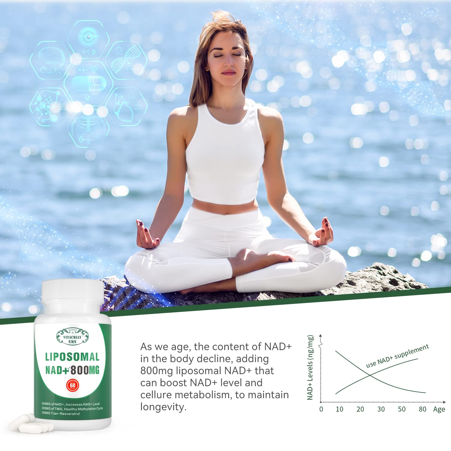 VITACRLLYNMN NAD+ Supplement Liposomal 800MG ingredients list