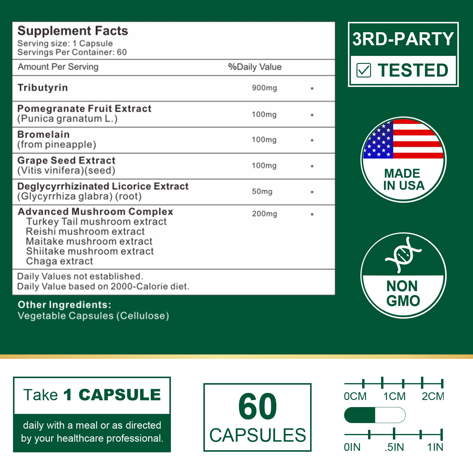 VITACRLLYNMN Tributyrin Supplement 900mg side view