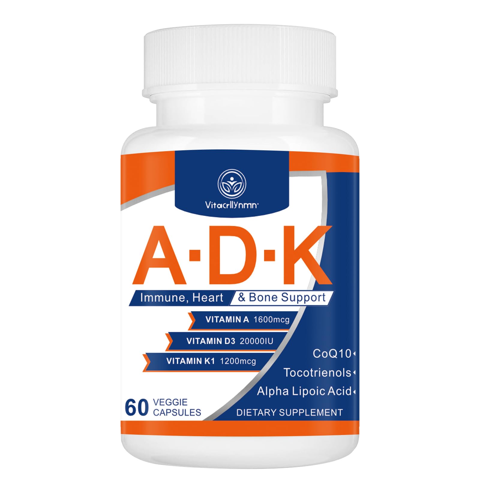 VITACRLLYNMN Vitamin D3 & A Supplement 20000IU 1600mcg front view