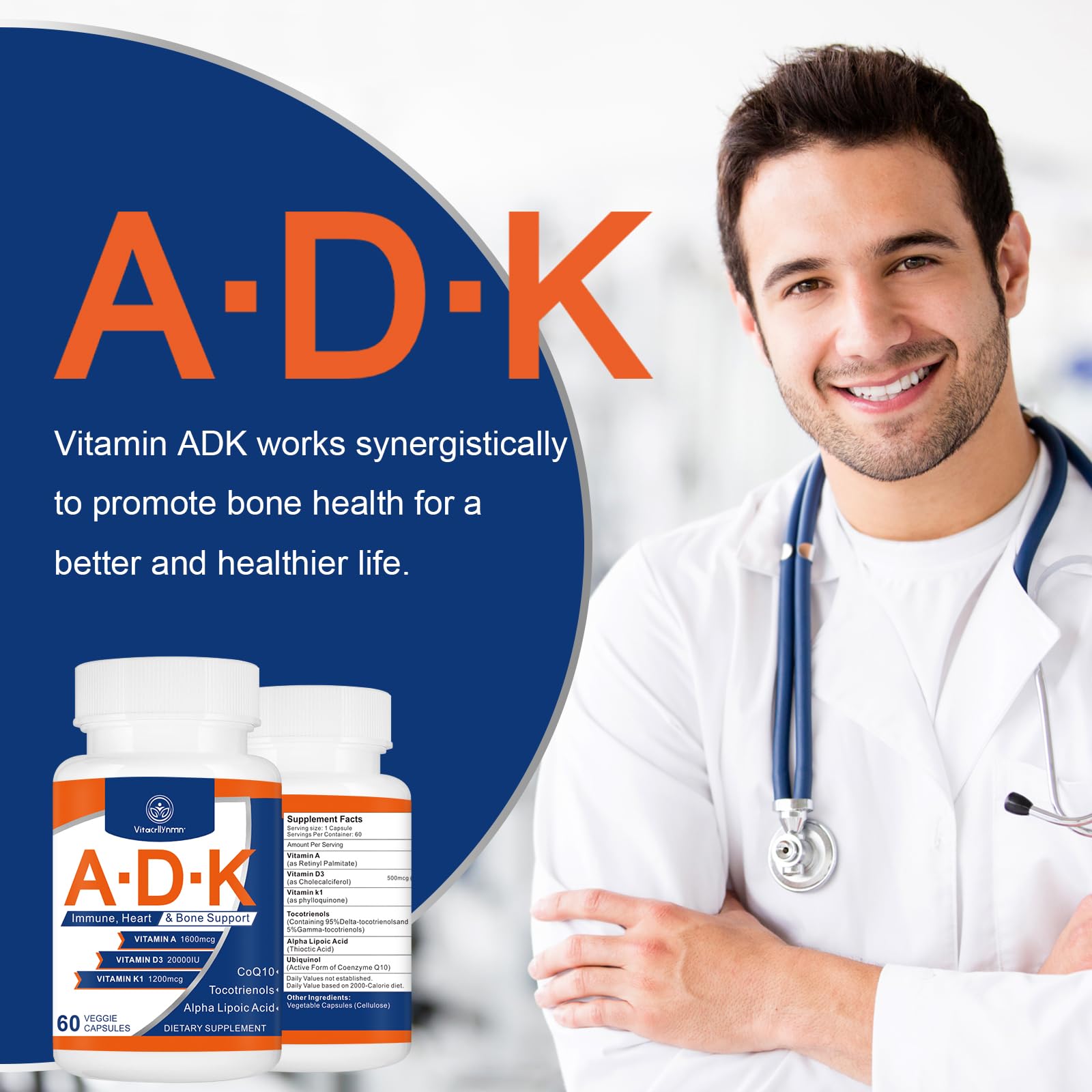 VITACRLLYNMN Vitamin D3 & A Supplement bottle with capsules