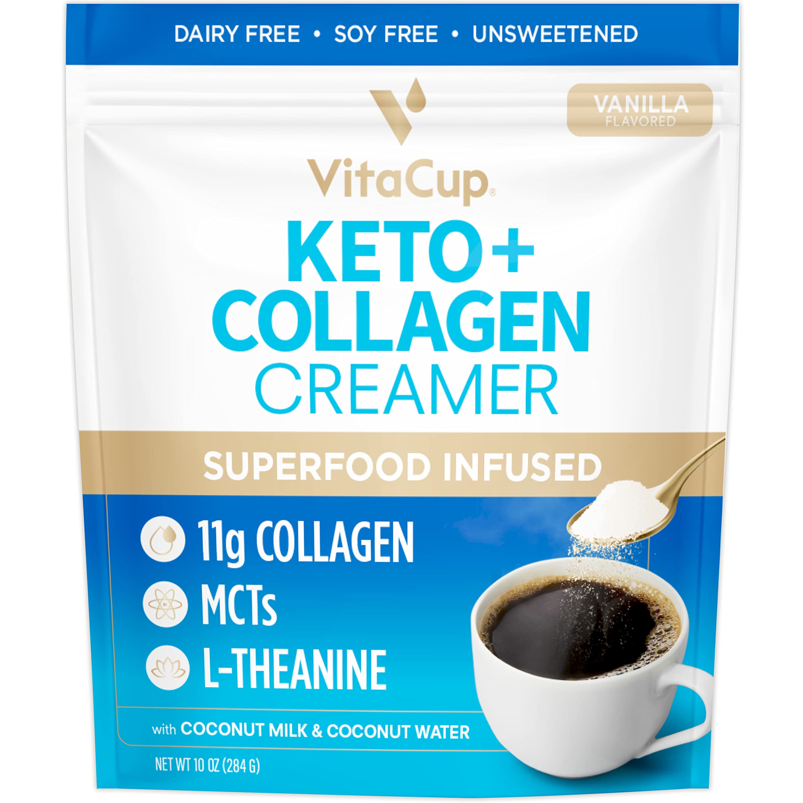 VitaCup Keto + Collagen Creamer Vanilla 10oz front view