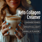 VitaCup Keto + Collagen Creamer Vanilla mixed in smoothie