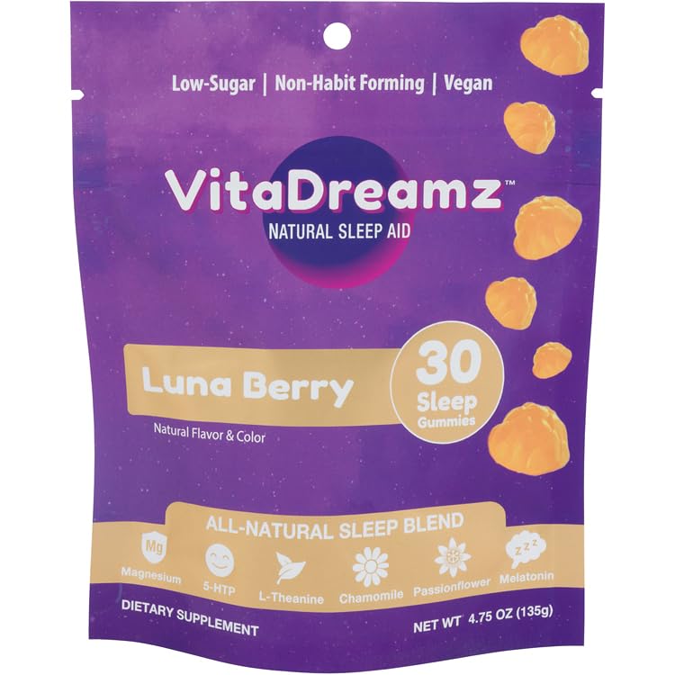 VitaDreamz Luna Berry Sleep Gummies front view with packaging
