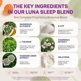VitaDreamz Luna Berry Sleep Gummies with ingredients displayed