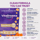 VitaDreamz Magnesium Glycinate Sleep Gummies Luna Berry gummy close-up