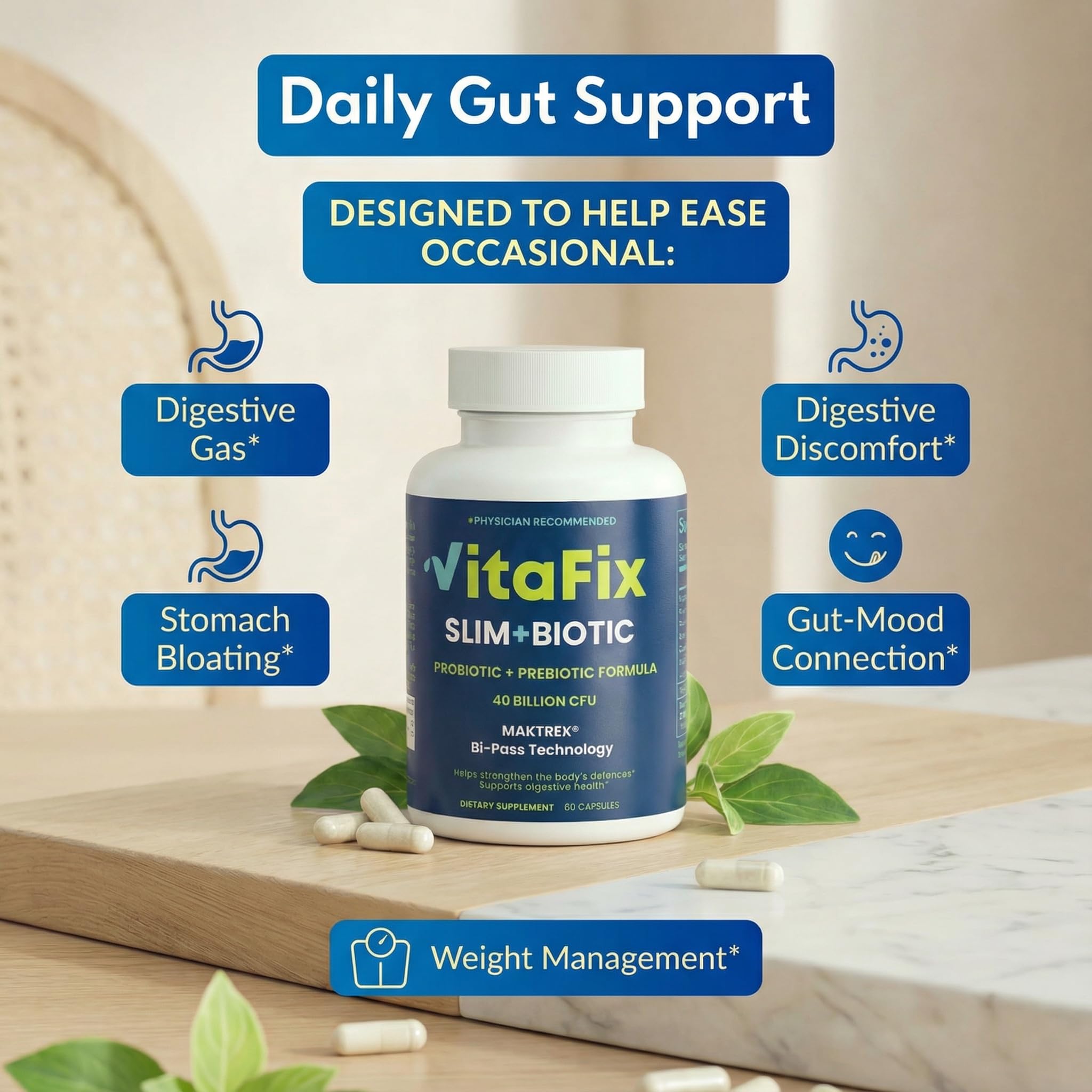 VitaFix Probiotic Prebiotic Capsules bottle with label