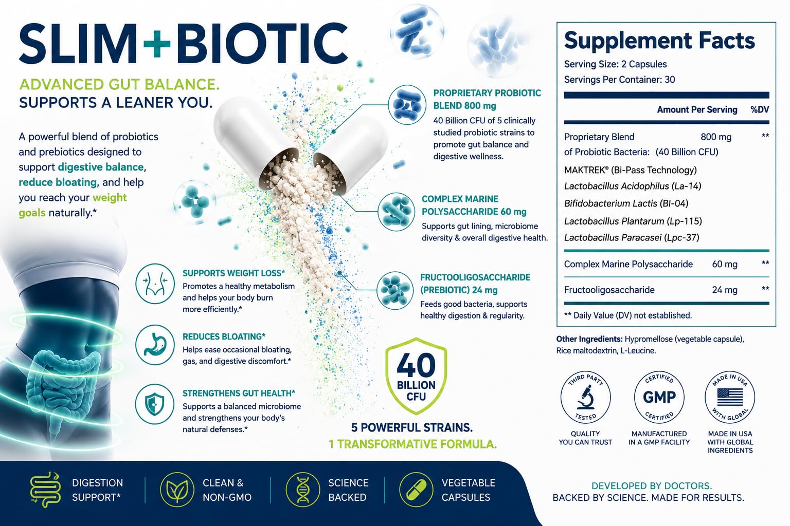 VitaFix Probiotic Prebiotic Capsules with a glass of water
