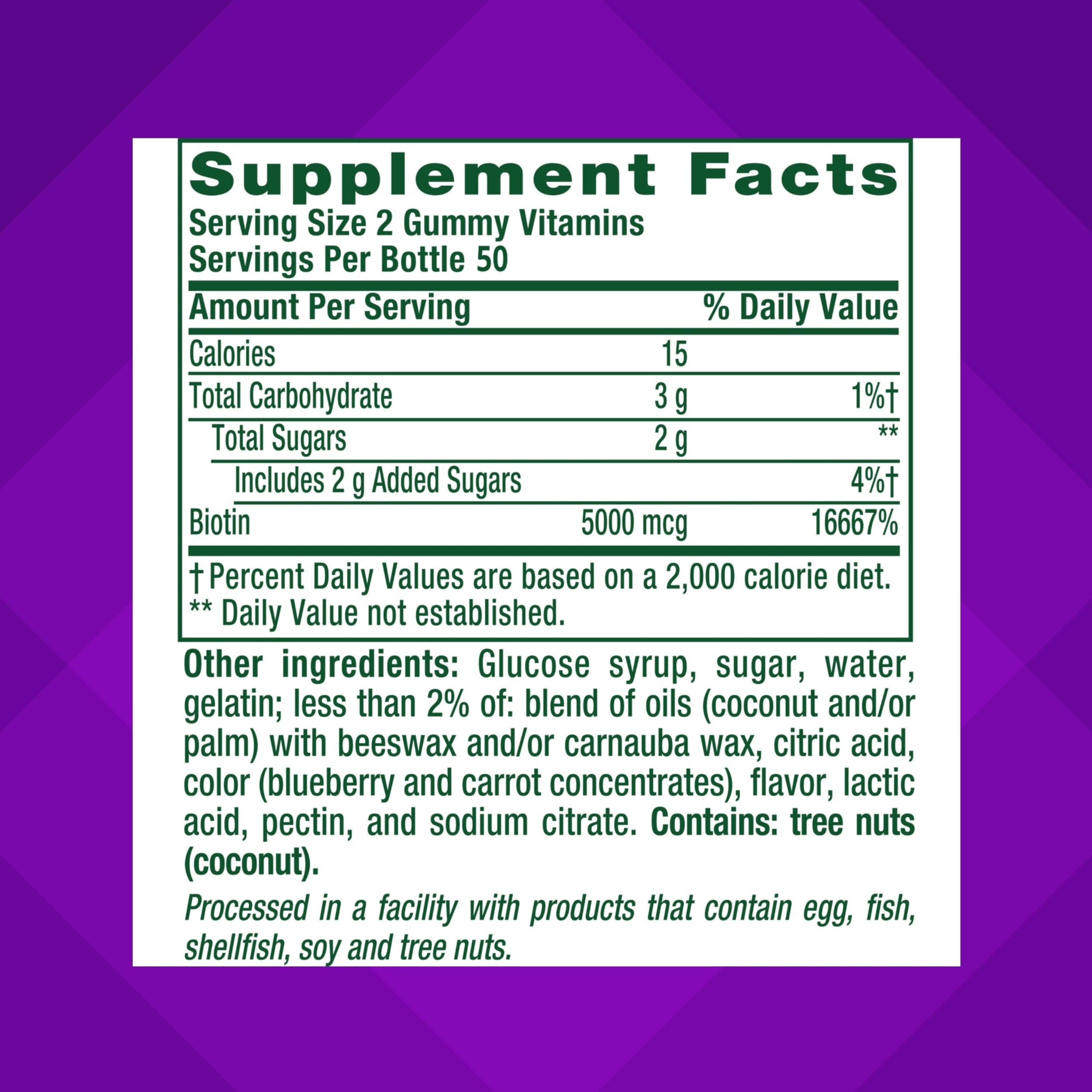 Vitafusion Extra Strength Biotin Gummies in a bowl