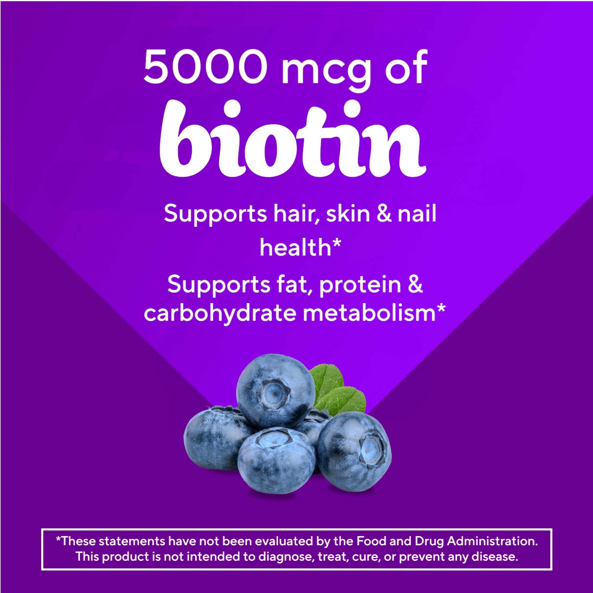Vitafusion Extra Strength Biotin Gummy Vitamins bottle with gummies scattered