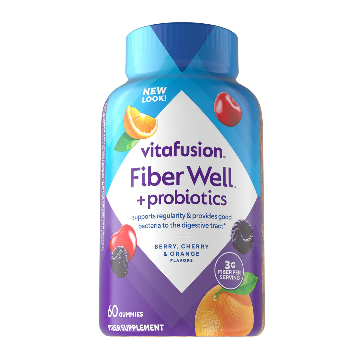 Vitafusion Fiber Well Probiotic + Prebiotic Gummies 60-count front view