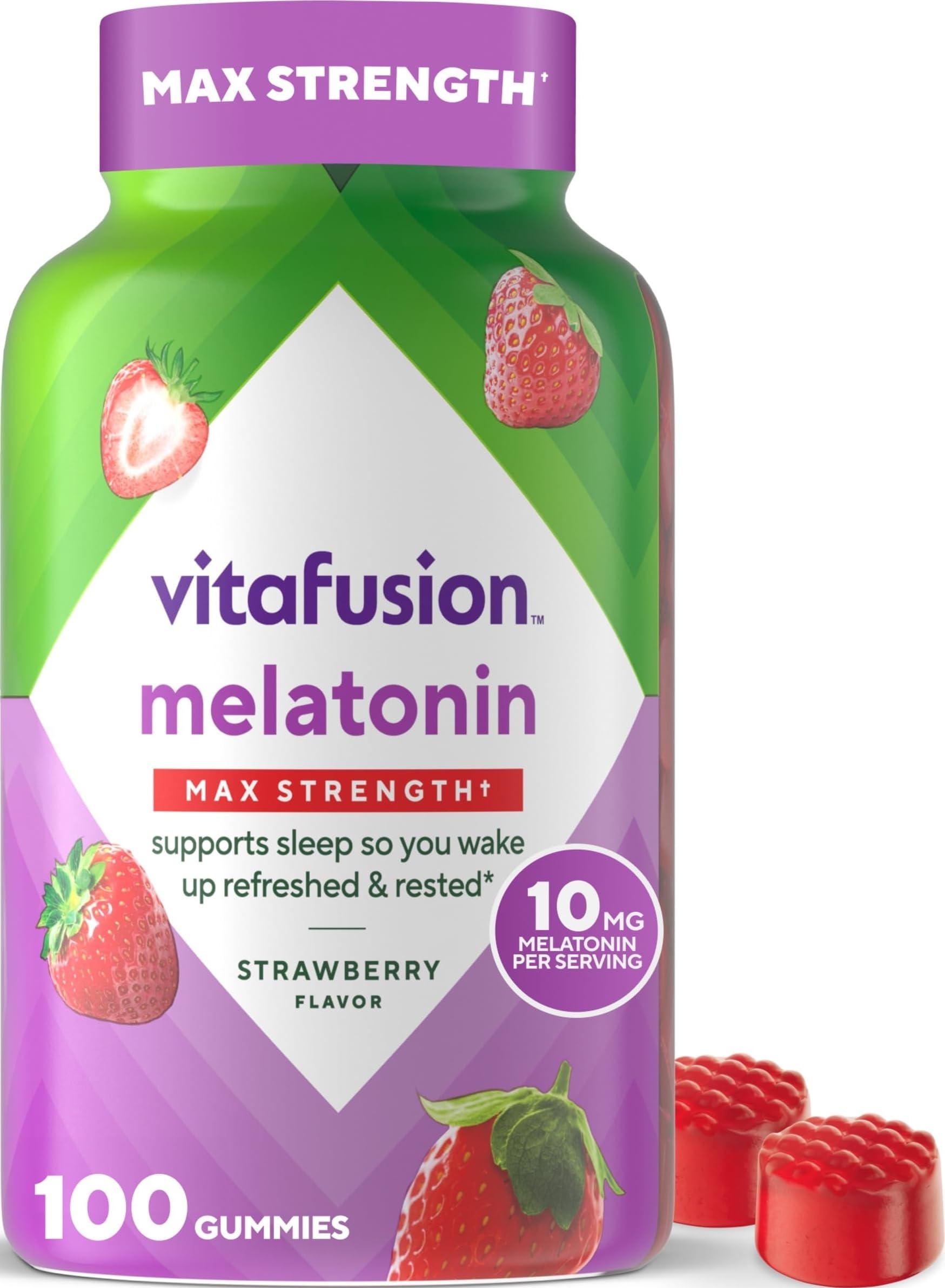 Vitafusion Melatonin Gummies 10mg 100 Count bottle front view