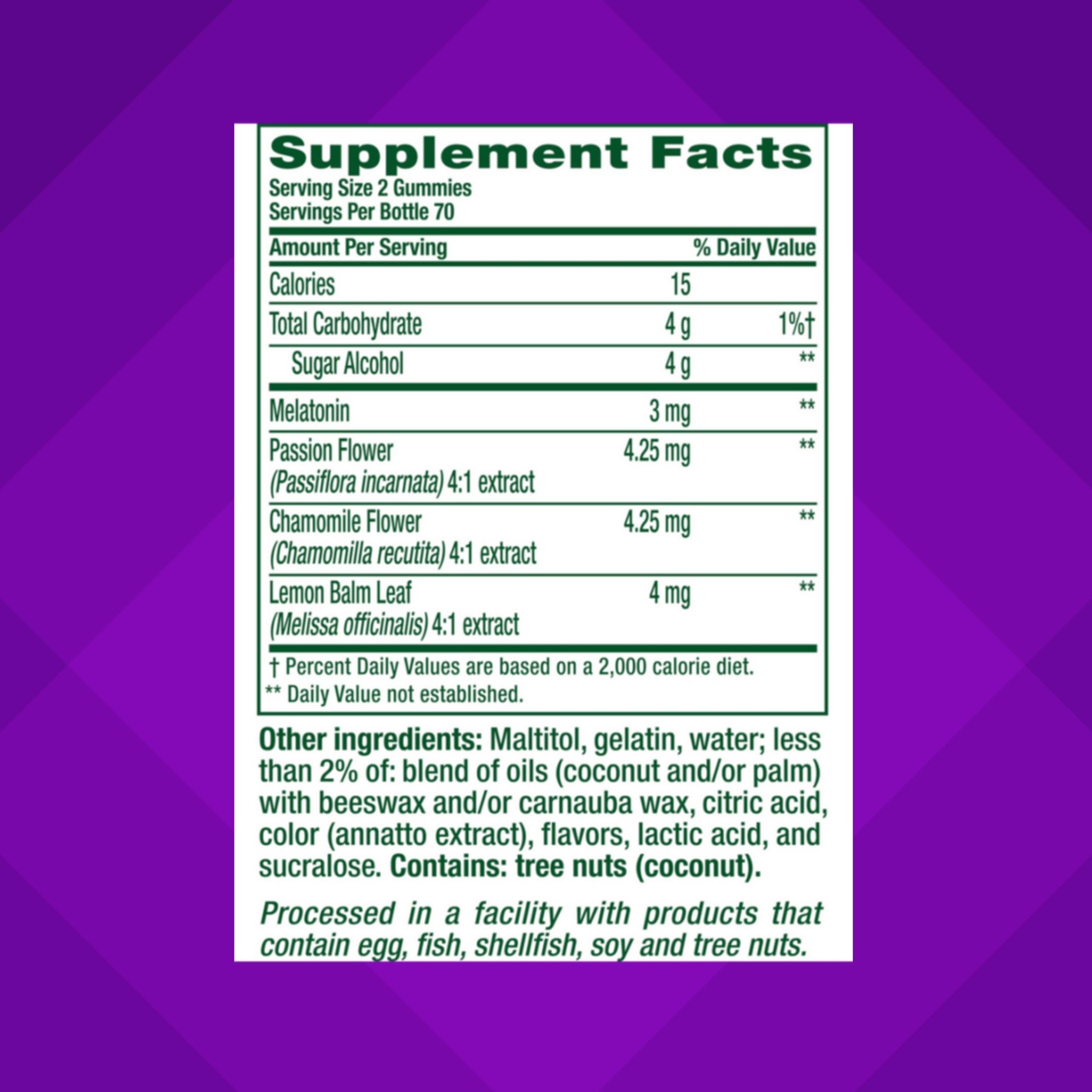 Vitafusion Melatonin Gummies Sugar Free 3mg side view