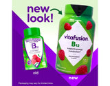 Vitafusion Vitamin B-12 Gummies opened bottle displaying gummies