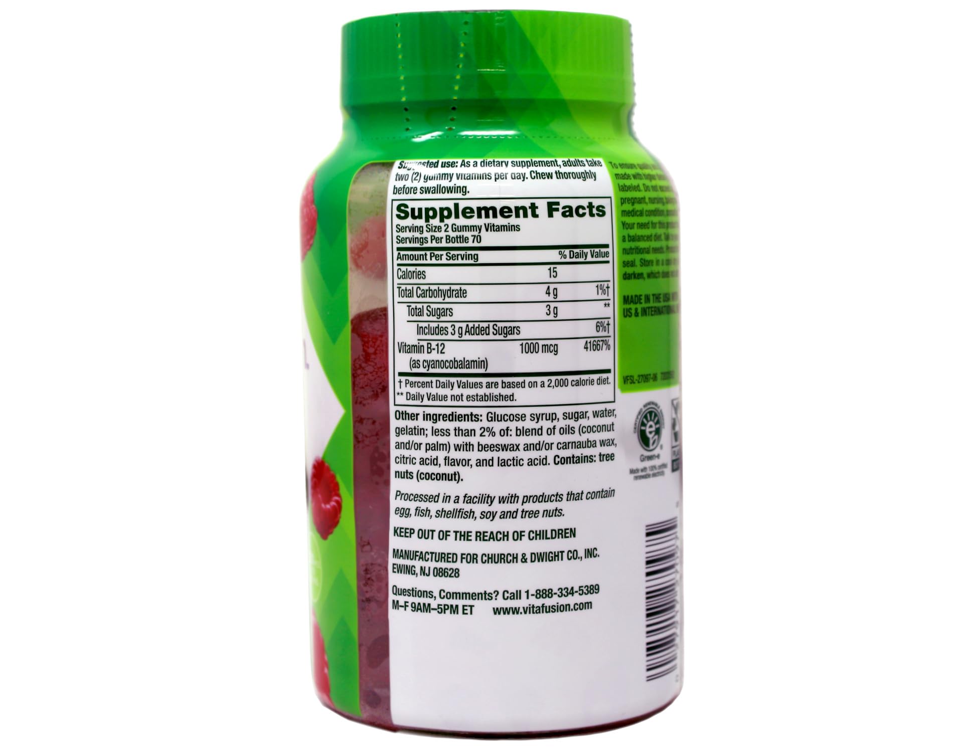 Vitafusion Vitamin B-12 Gummies side view of bottle