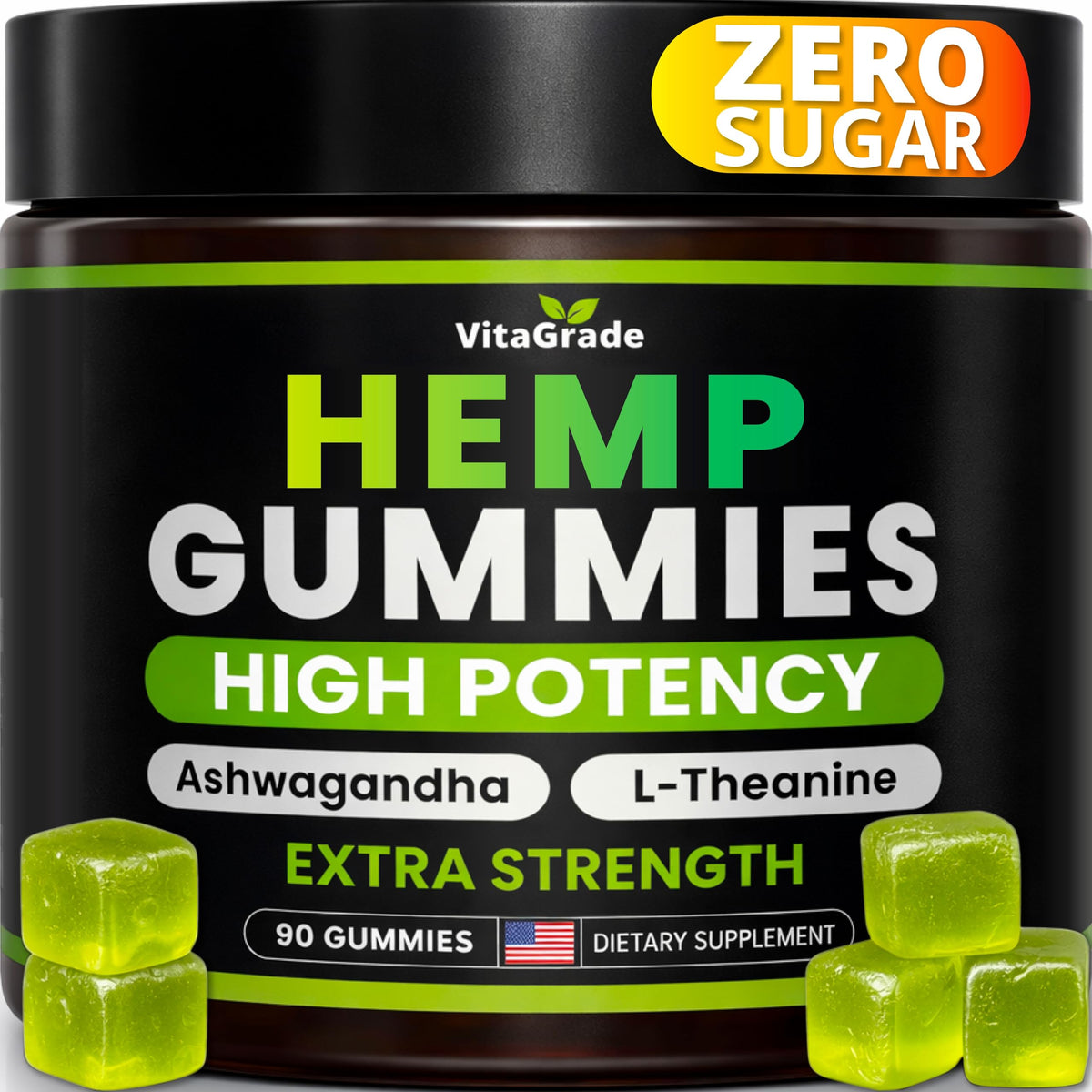 VitaGrade Hemp Gummies 340g front view with packaging
