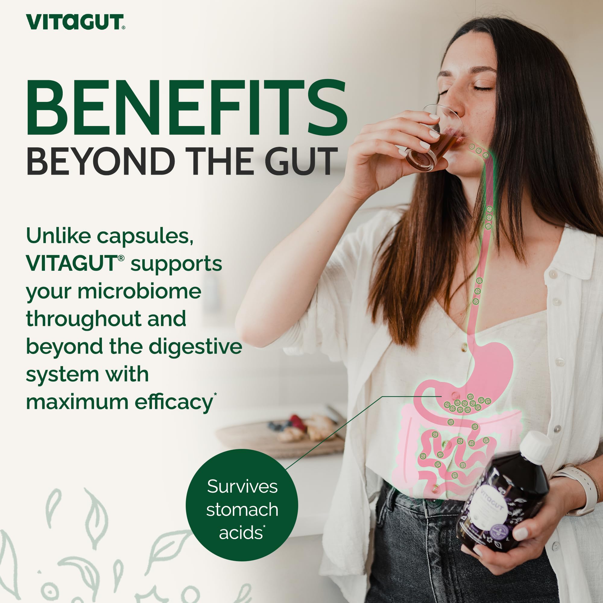 VITAGUT Liquid Probiotics Prebiotic Drink 558g packaging