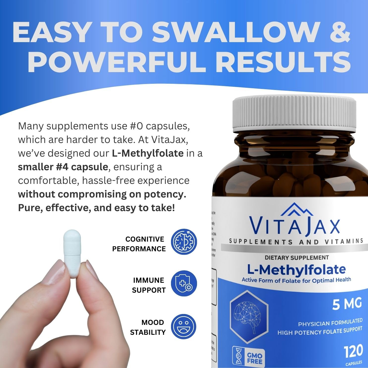 VITAJAX L-Methylfolate 5mg Capsules opened bottle