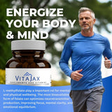 VITAJAX L-Methylfolate capsules on a wooden table