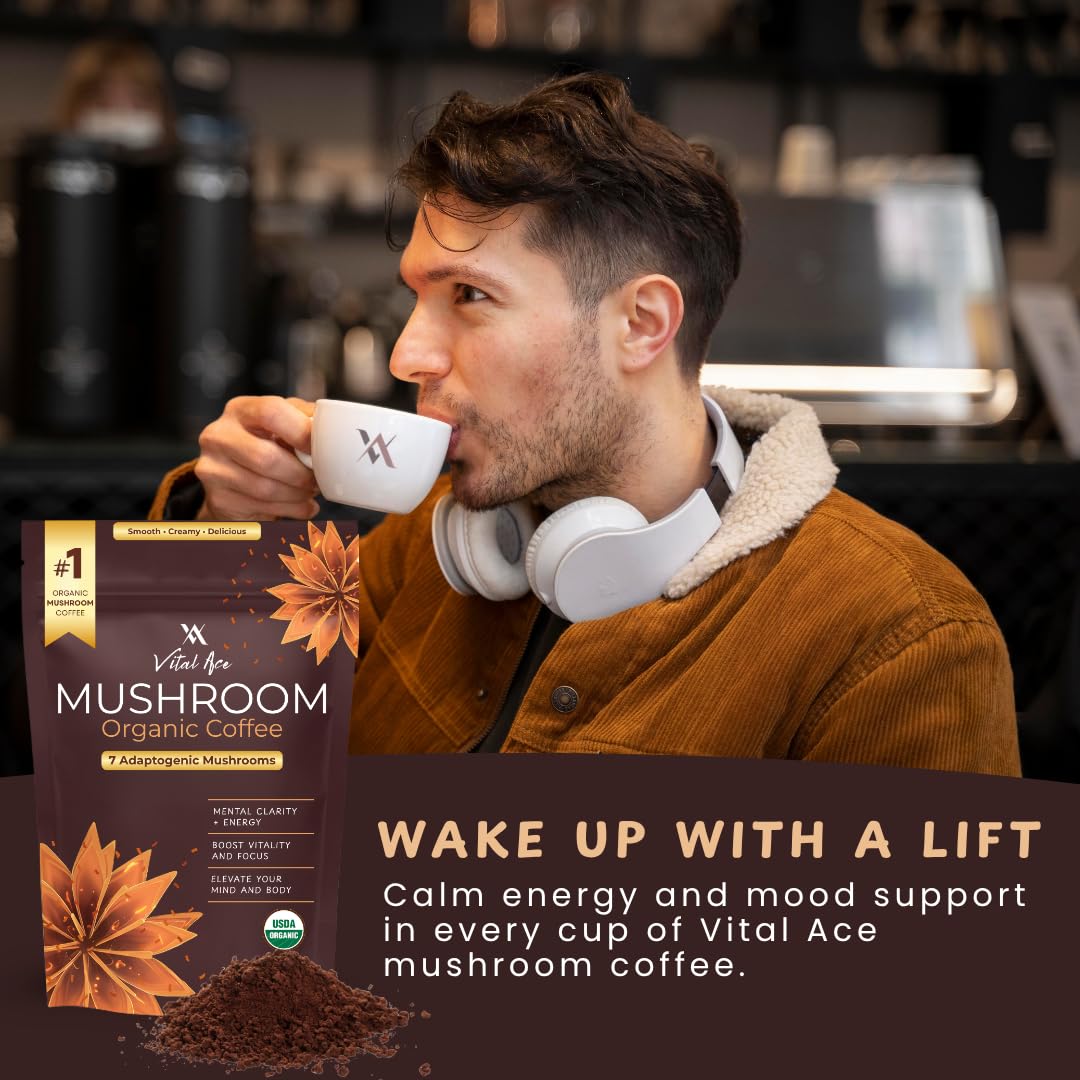 Vital Ace Organic Mushroom Coffee packaging details
