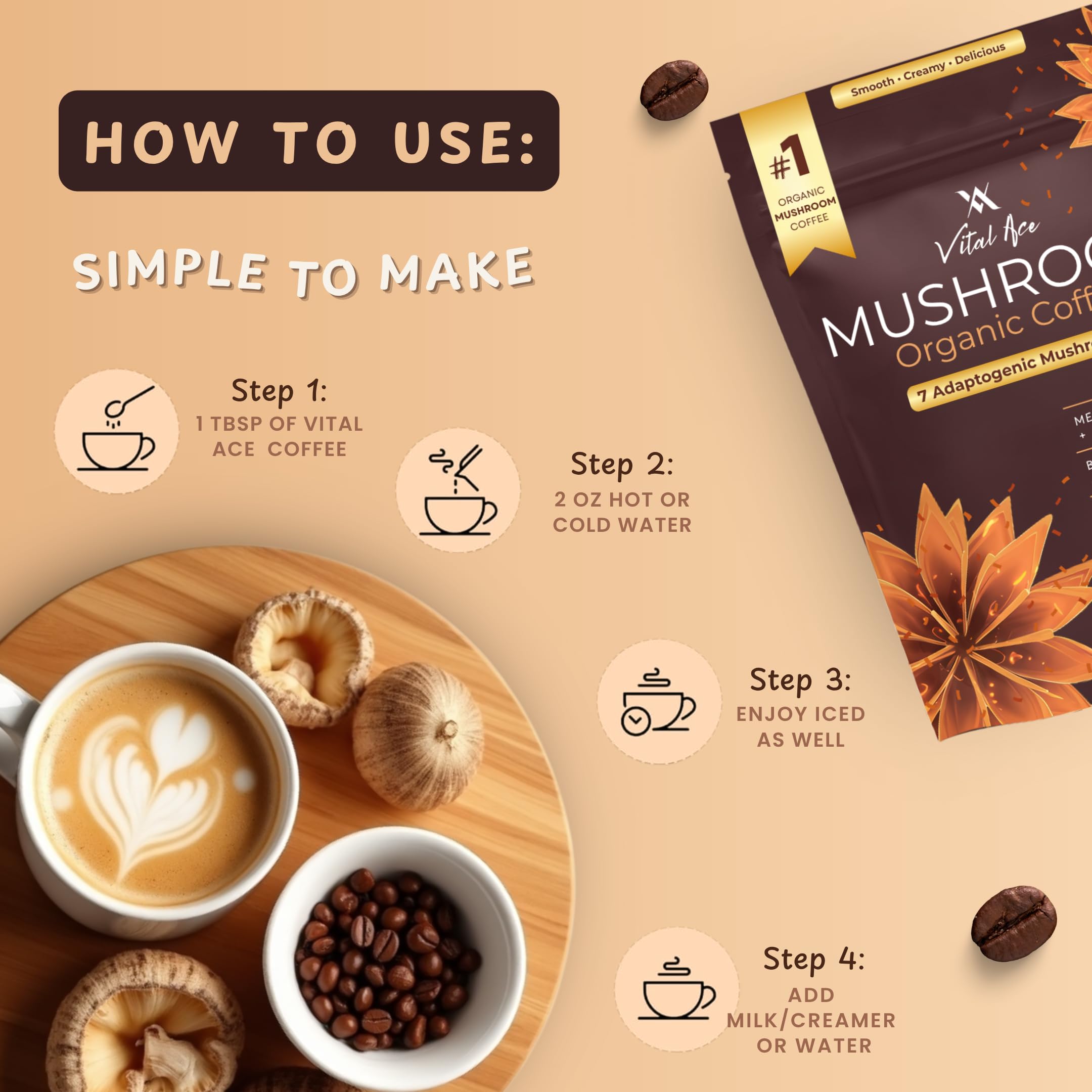 Vital Ace Organic Mushroom Coffee preparation process